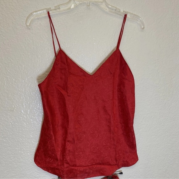 Frederick’s Of Hollywood Vintage Red Silky Rose Cami & Tap Shorts *NWT *Size M&S - Picture 5 of 8